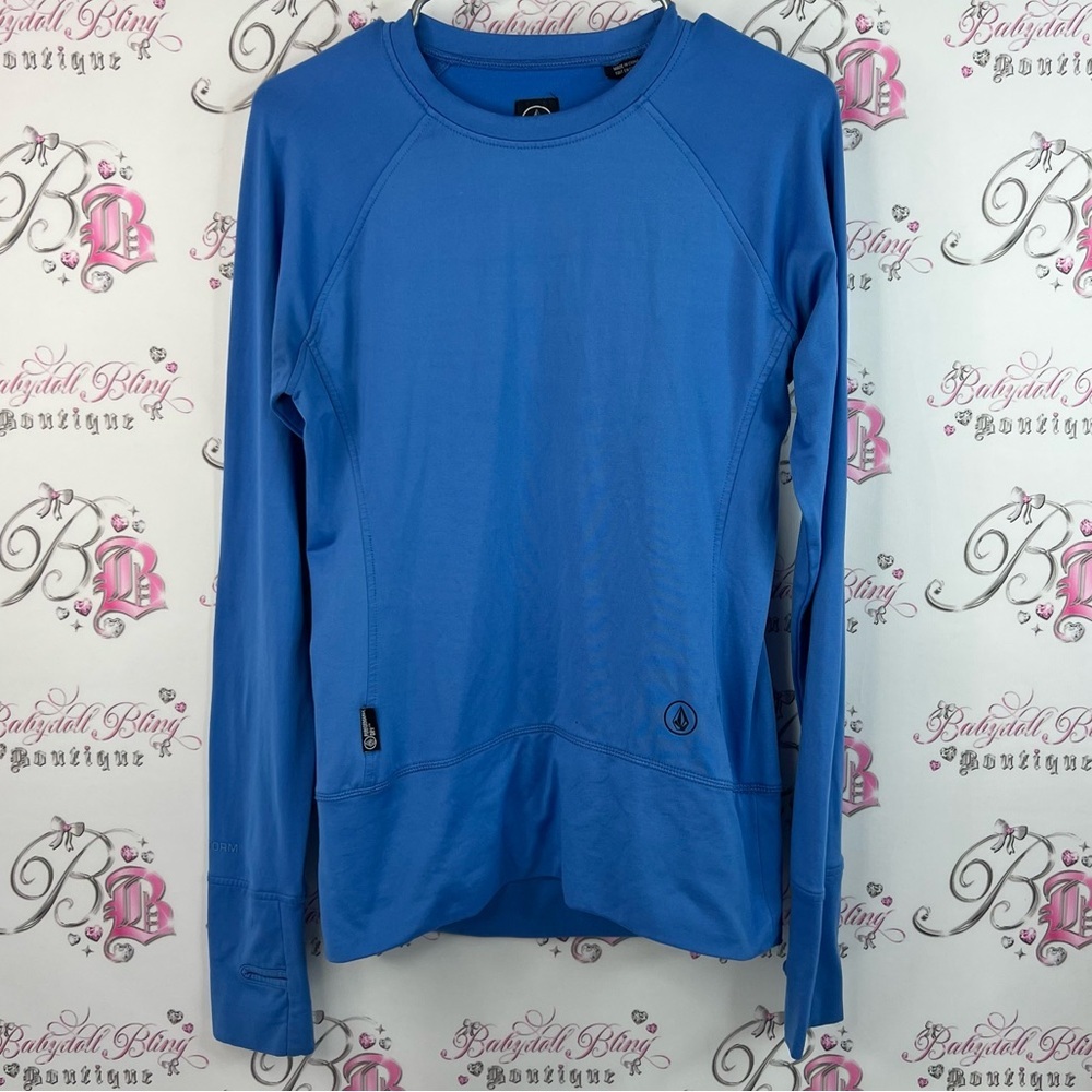 Volcom Performance Dry long sleeve stretchy shirt black logo Blue Top